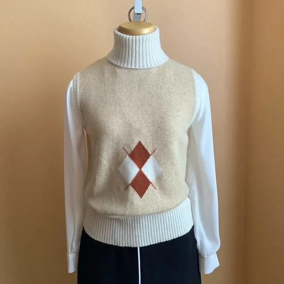 HEMMOND Argyle Cashmere Blend Sweater Vest Size L - Picture 2 of 15